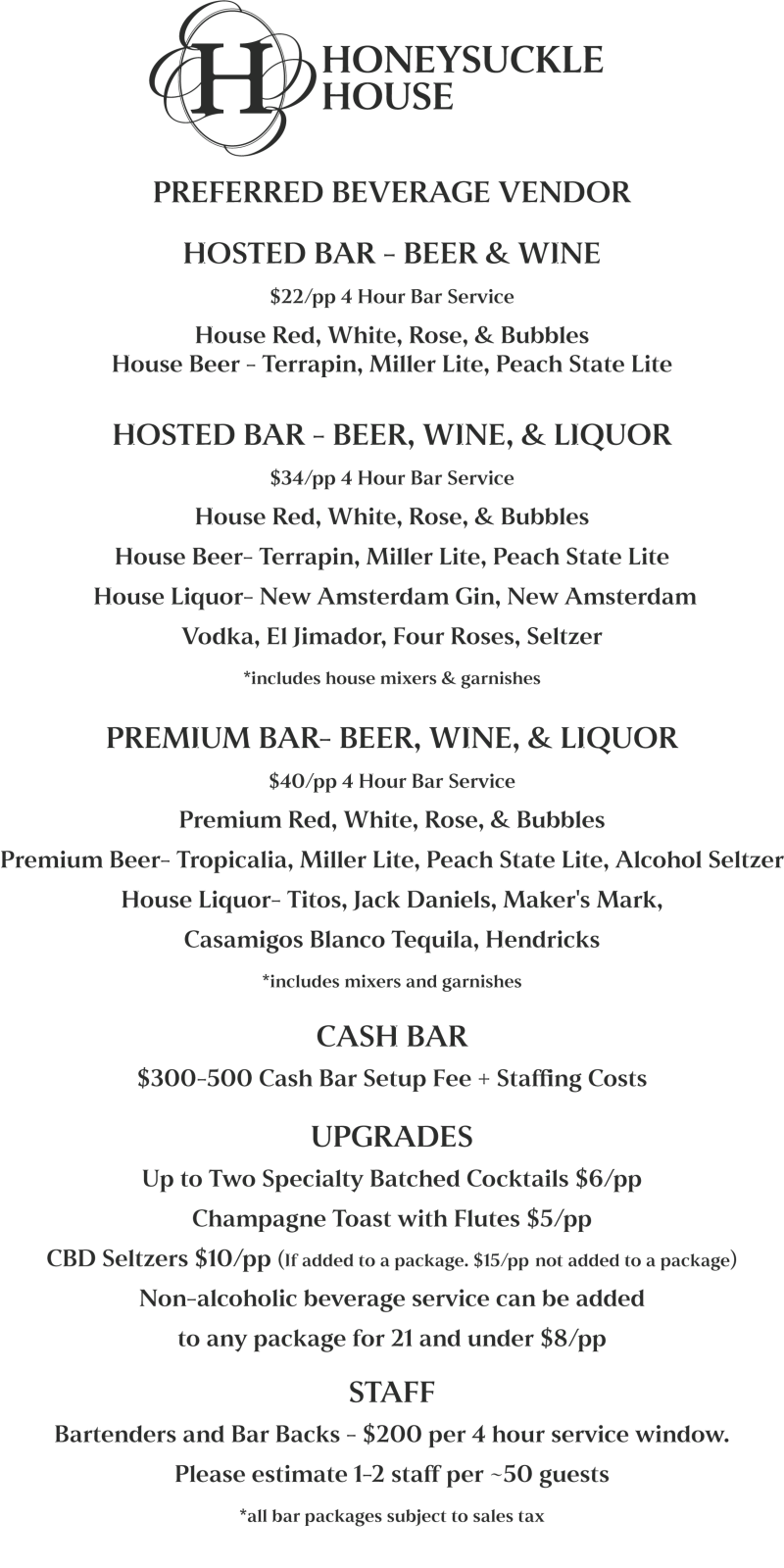 Bar Menu